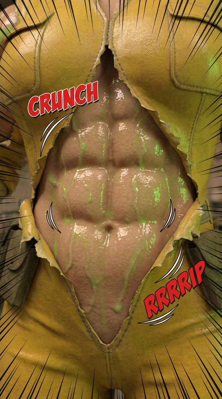 April Muscle Up! Part 1, page 12 — AI female muscle growth comic