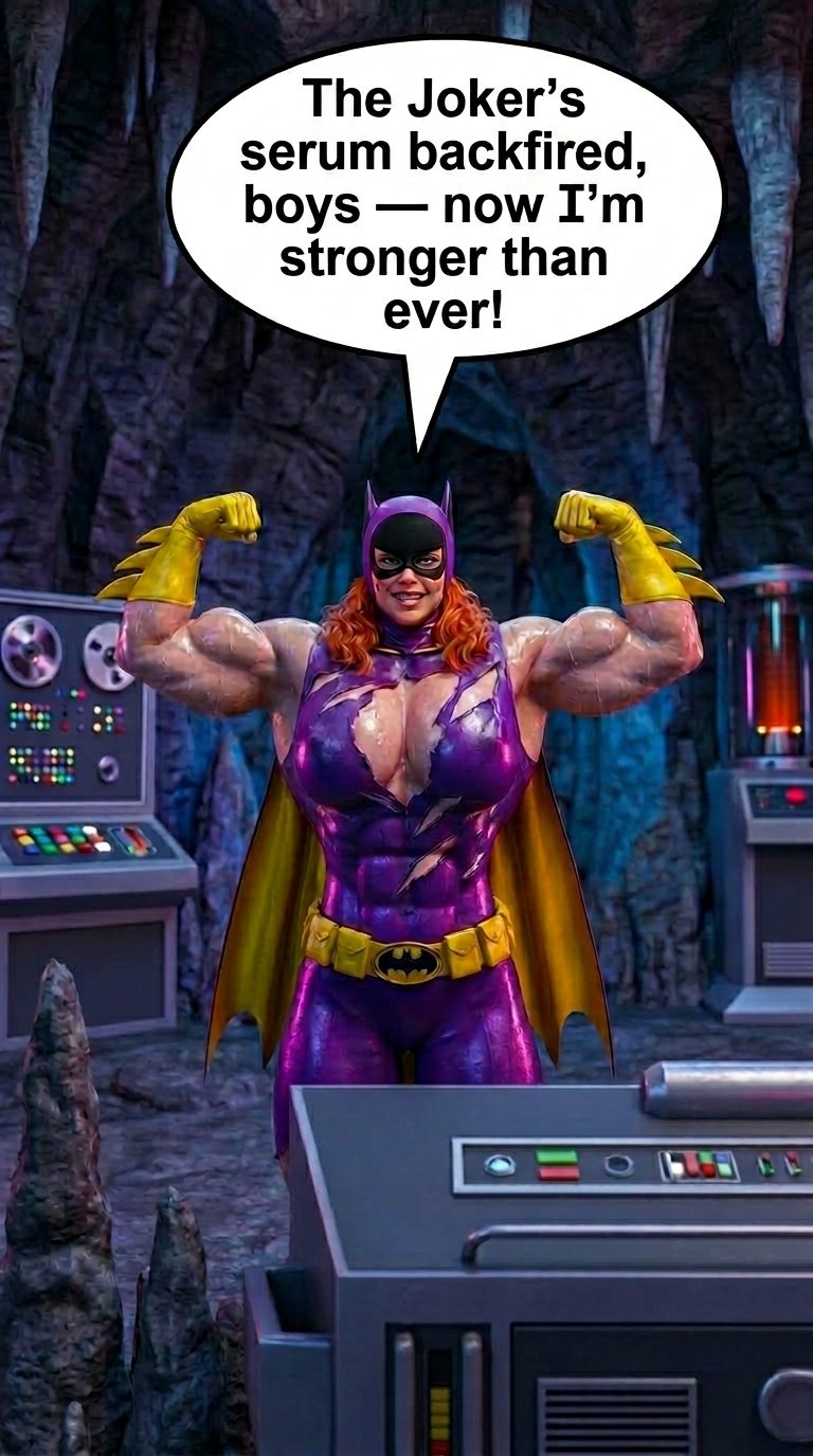 Batman '66 Teil 1 – Mobile Version, Seite 7 — KI-Comic über weibliches Muskelwachstum