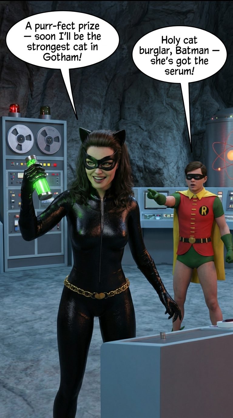 Batman '66 Teil 1 – Mobile Version, Seite 10 — KI-Comic über weibliches Muskelwachstum