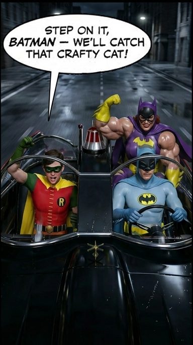 Batman '66 Teil 1 – Mobile Version, Seite 13 — KI-Comic über weibliches Muskelwachstum