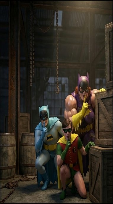 Batman '66 Teil 1 – Mobile Version, Seite 15 — KI-Comic über weibliches Muskelwachstum