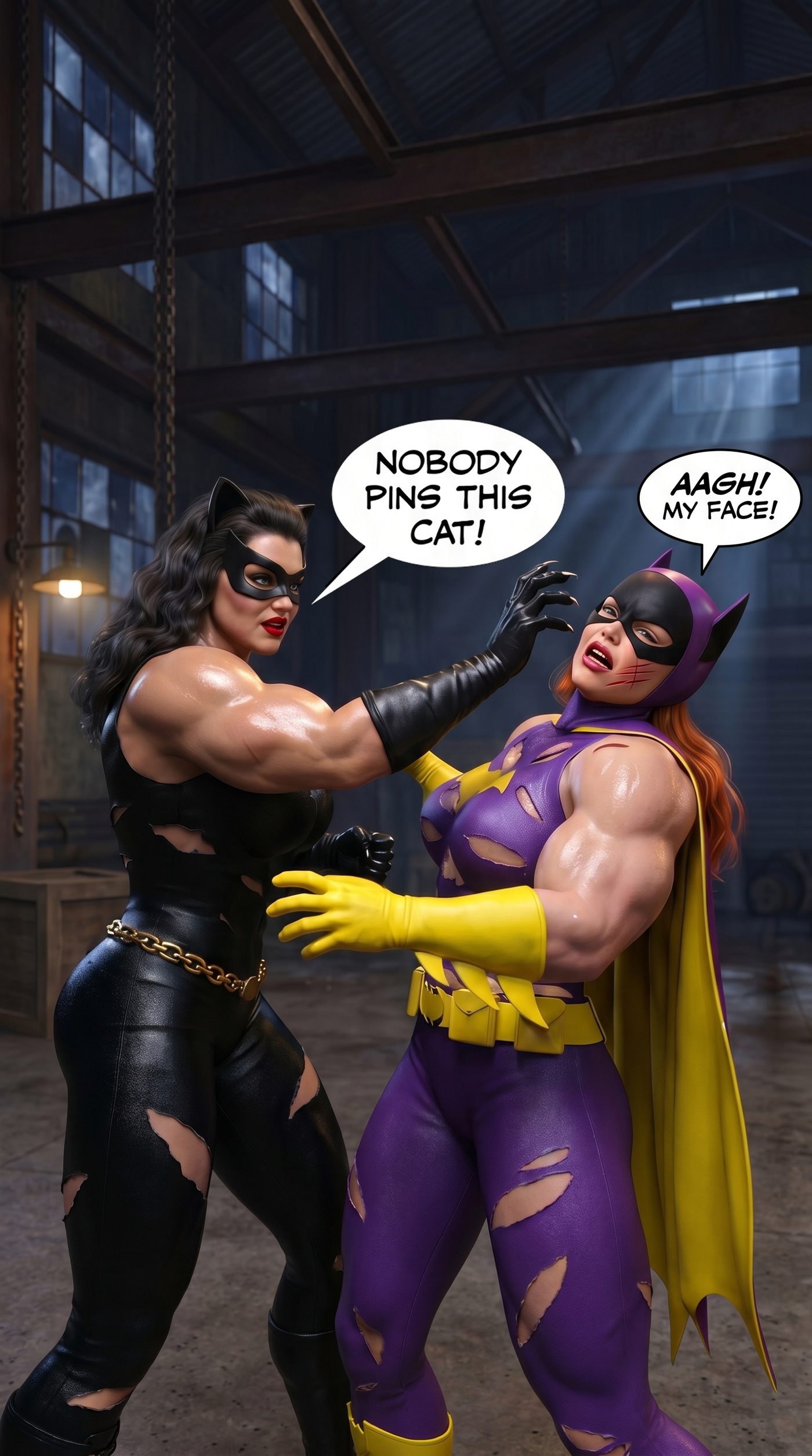 Batman '66 Teil 1 – Mobile Version, Seite 27 — KI-Comic über weibliches Muskelwachstum
