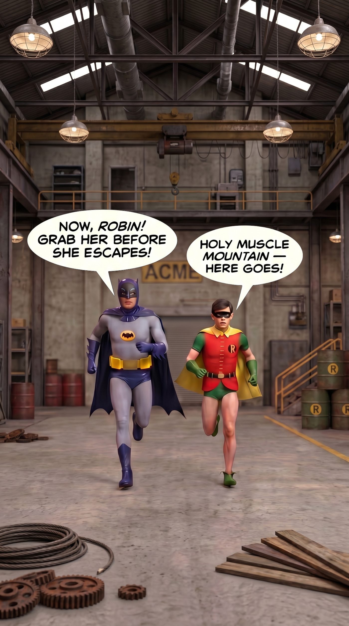 Batman '66 Teil 1 – Mobile Version, Seite 30 — KI-Comic über weibliches Muskelwachstum