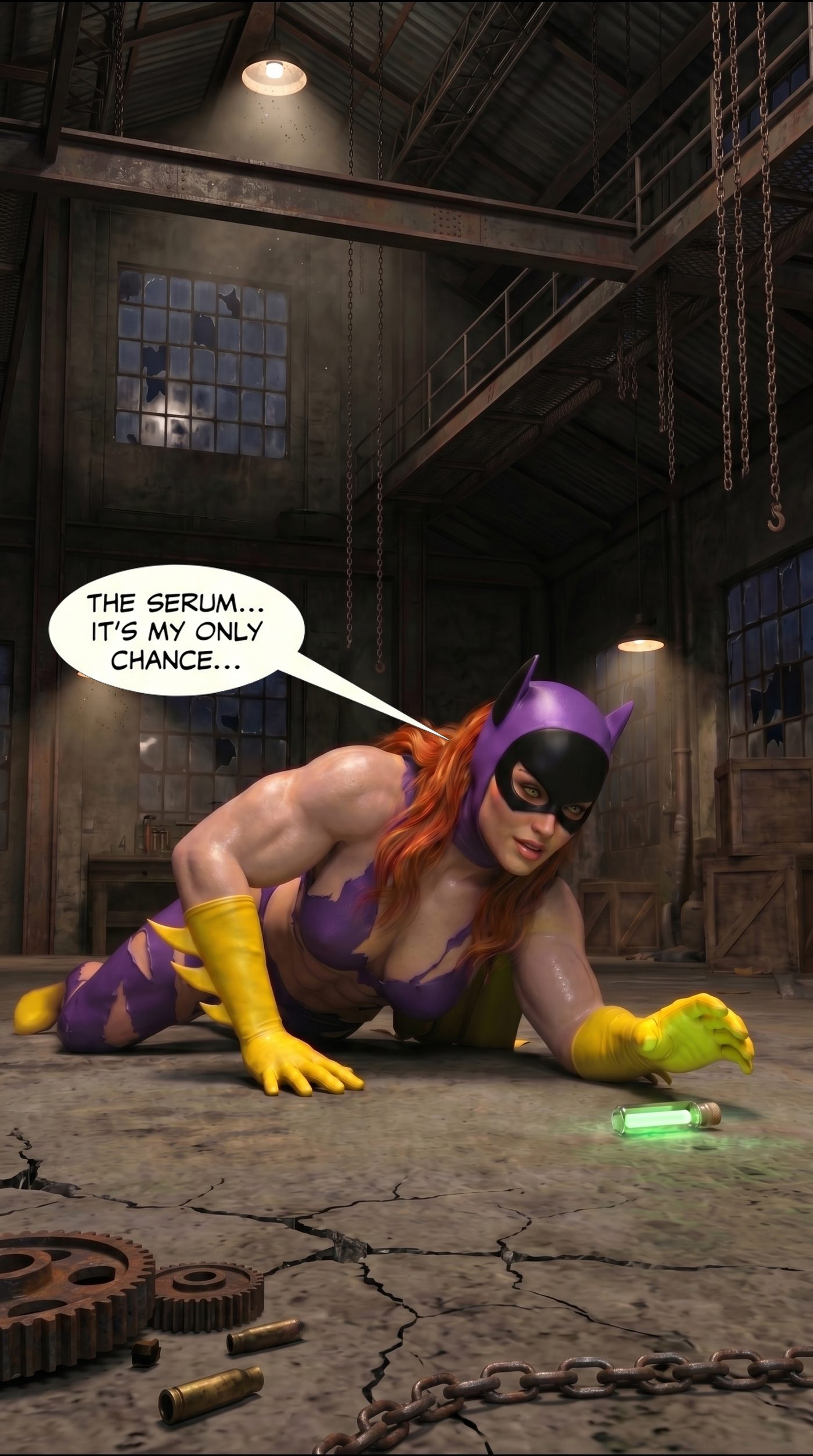 Batman '66 Teil 1 – Mobile Version, Seite 35 — KI-Comic über weibliches Muskelwachstum