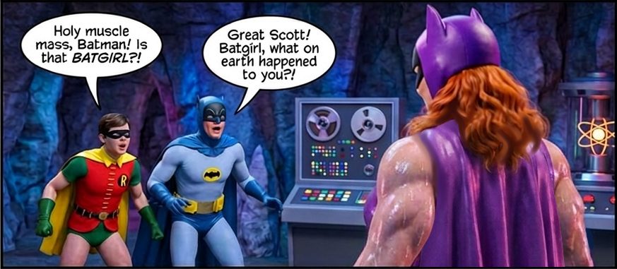 Batman '66 Part 1- Mobile Version, page 5 — AI female muscle growth comic
