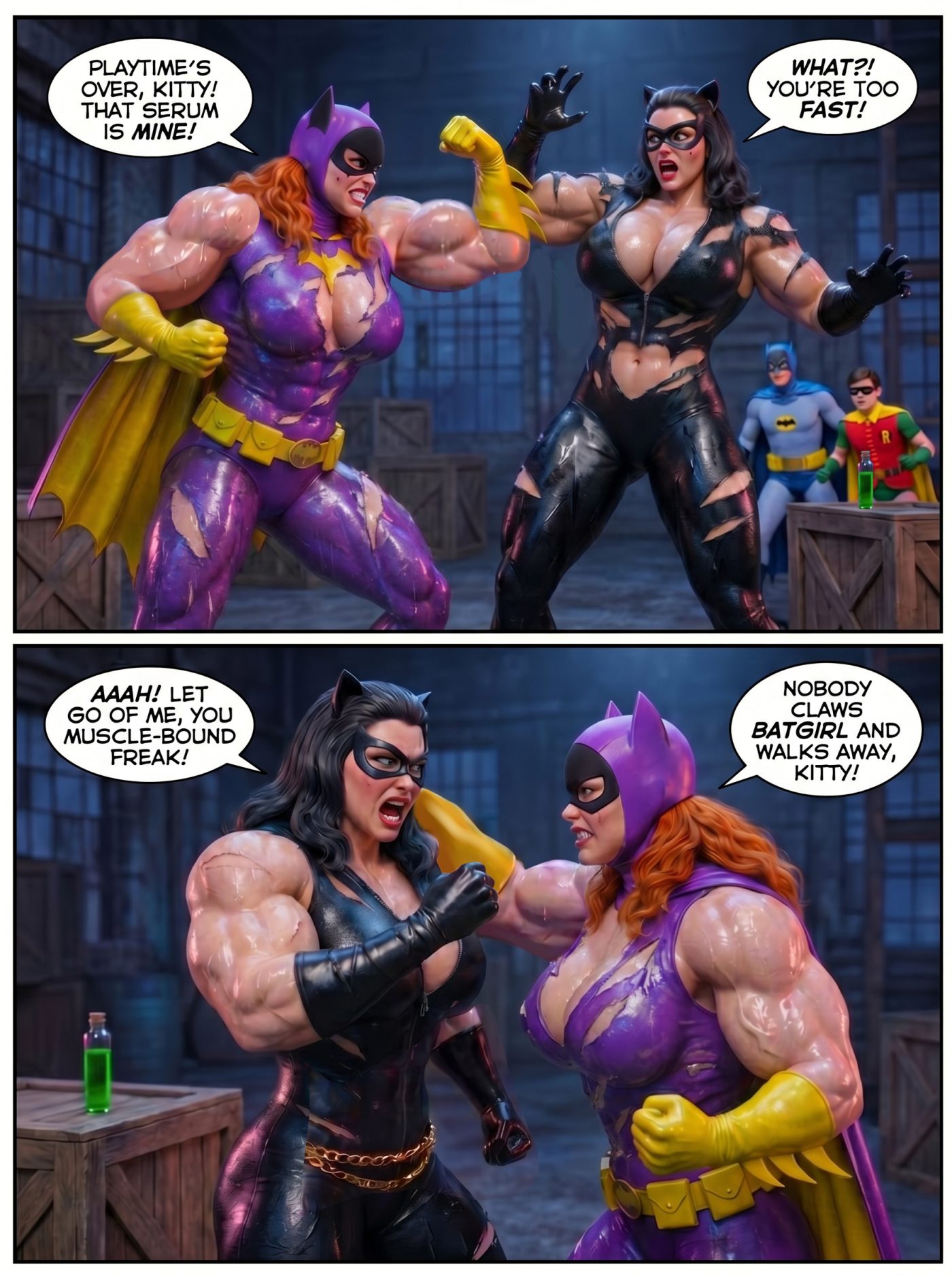 Batman '66 Part 1- Mobile Version, page 8 — AI female muscle growth comic