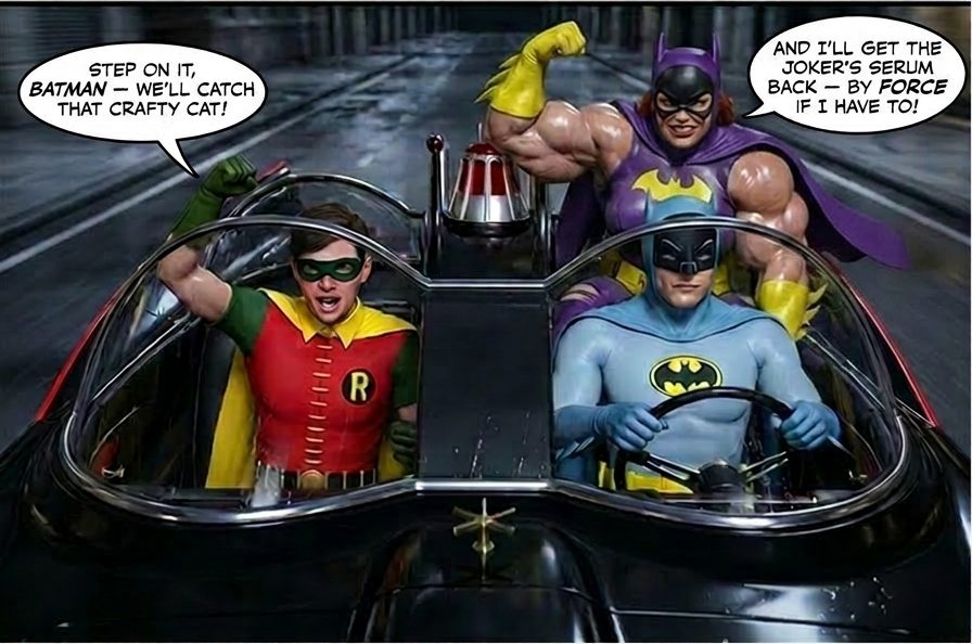 Batman '66 Part 1- Mobile Version, page 13 — AI female muscle growth comic