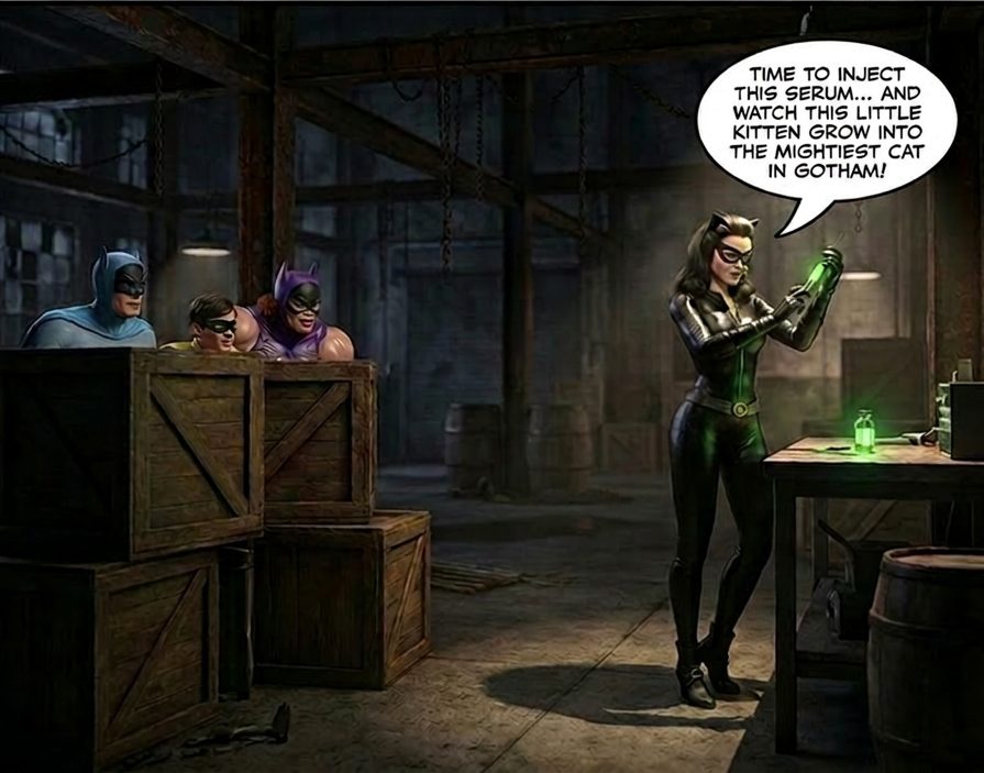 Batman '66 Part 1- Mobile Version, page 16 — AI female muscle growth comic