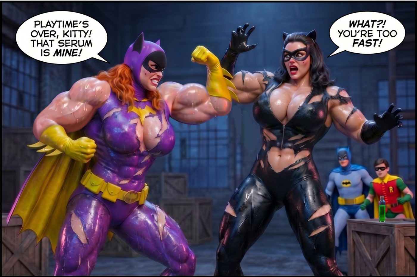 Batman '66 Part 1- Mobile Version, page 21 — AI female muscle growth comic