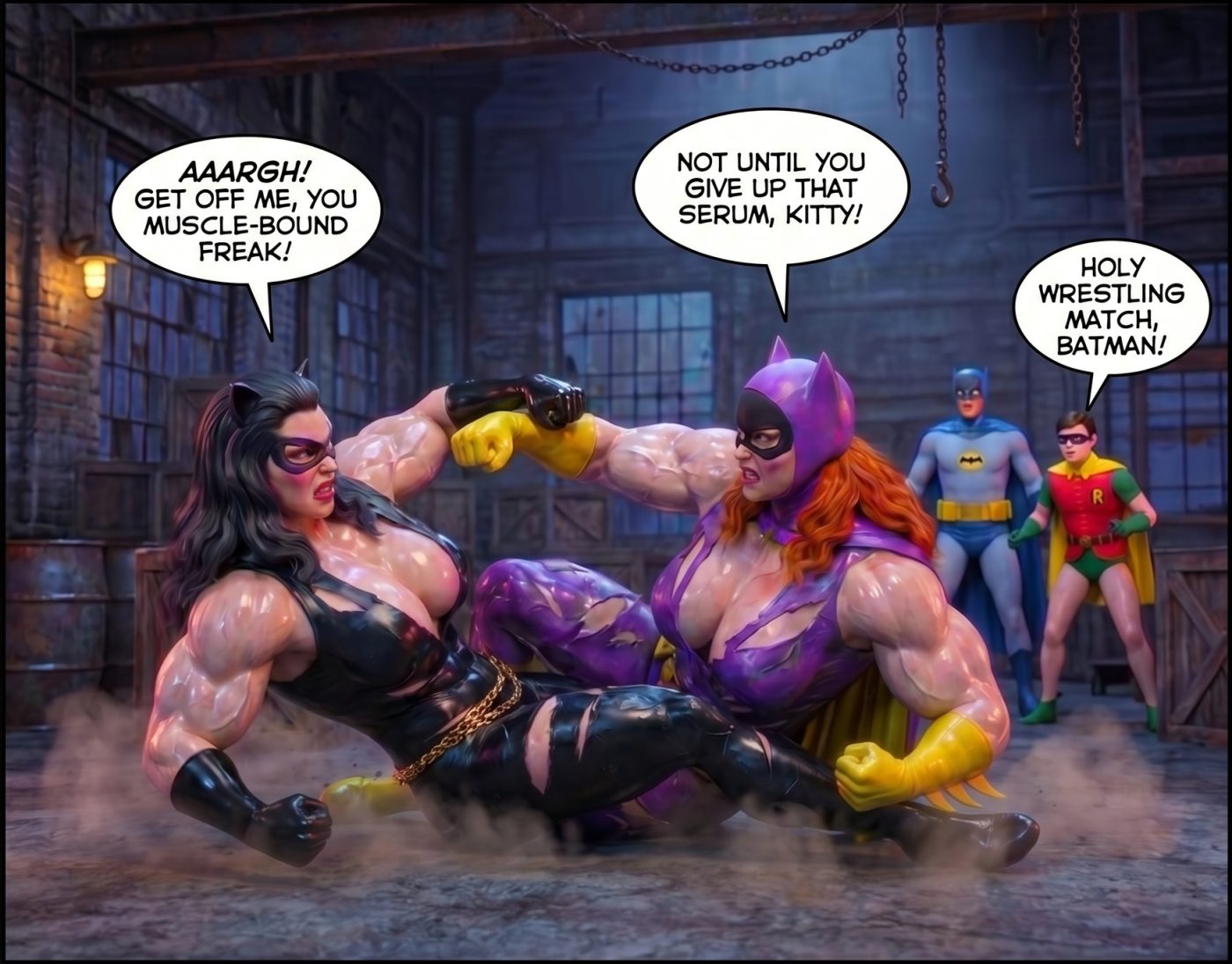 Batman '66 Part 1- Mobile Version, page 25 — AI female muscle growth comic