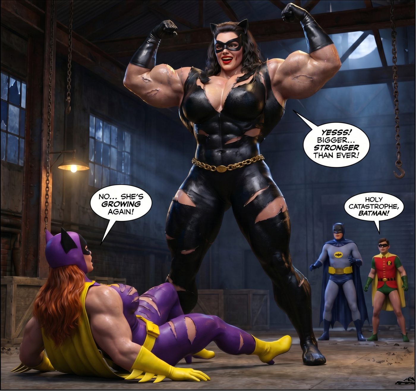 Batman '66 Part 1- Mobile Version, page 29 — AI female muscle growth comic
