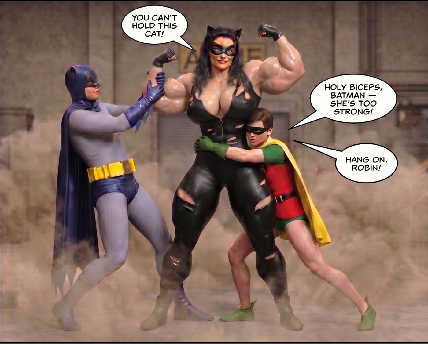 Batman '66 Part 1- Mobile Version, page 32 — AI female muscle growth comic