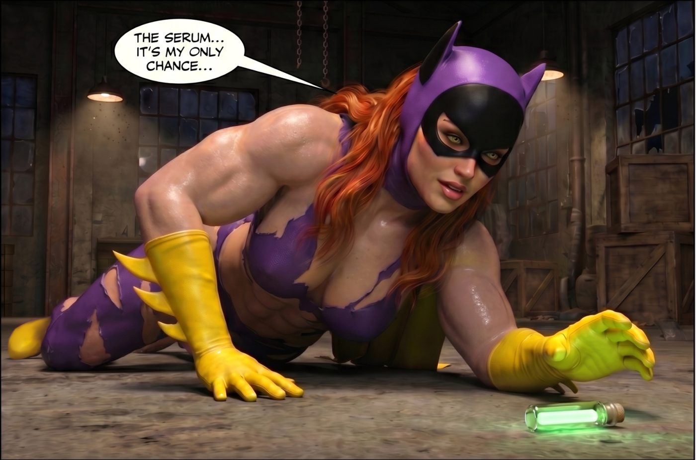 Batman '66 Part 1- Mobile Version, page 35 — AI female muscle growth comic