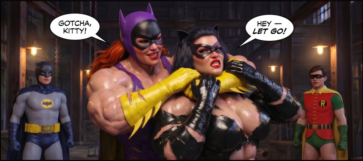 Batman '66 Part 1- Mobile Version, page 42 — AI female muscle growth comic