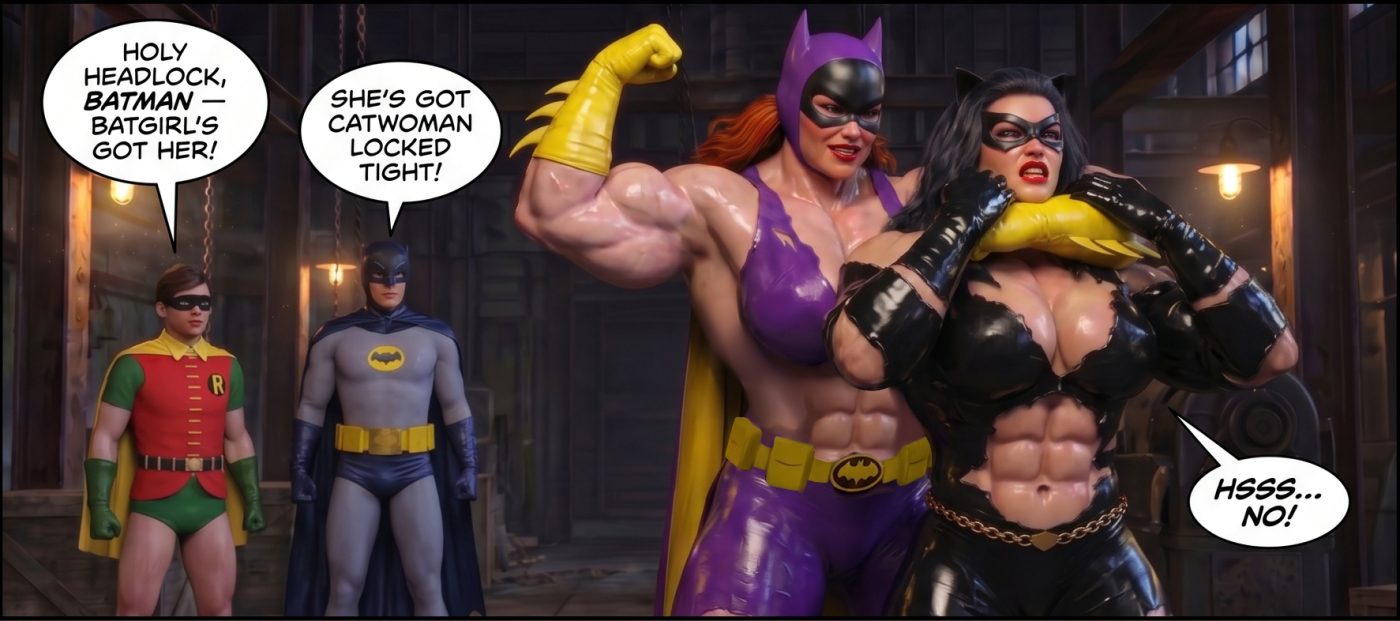 Batman '66 Part 1- Mobile Version, page 44 — AI female muscle growth comic