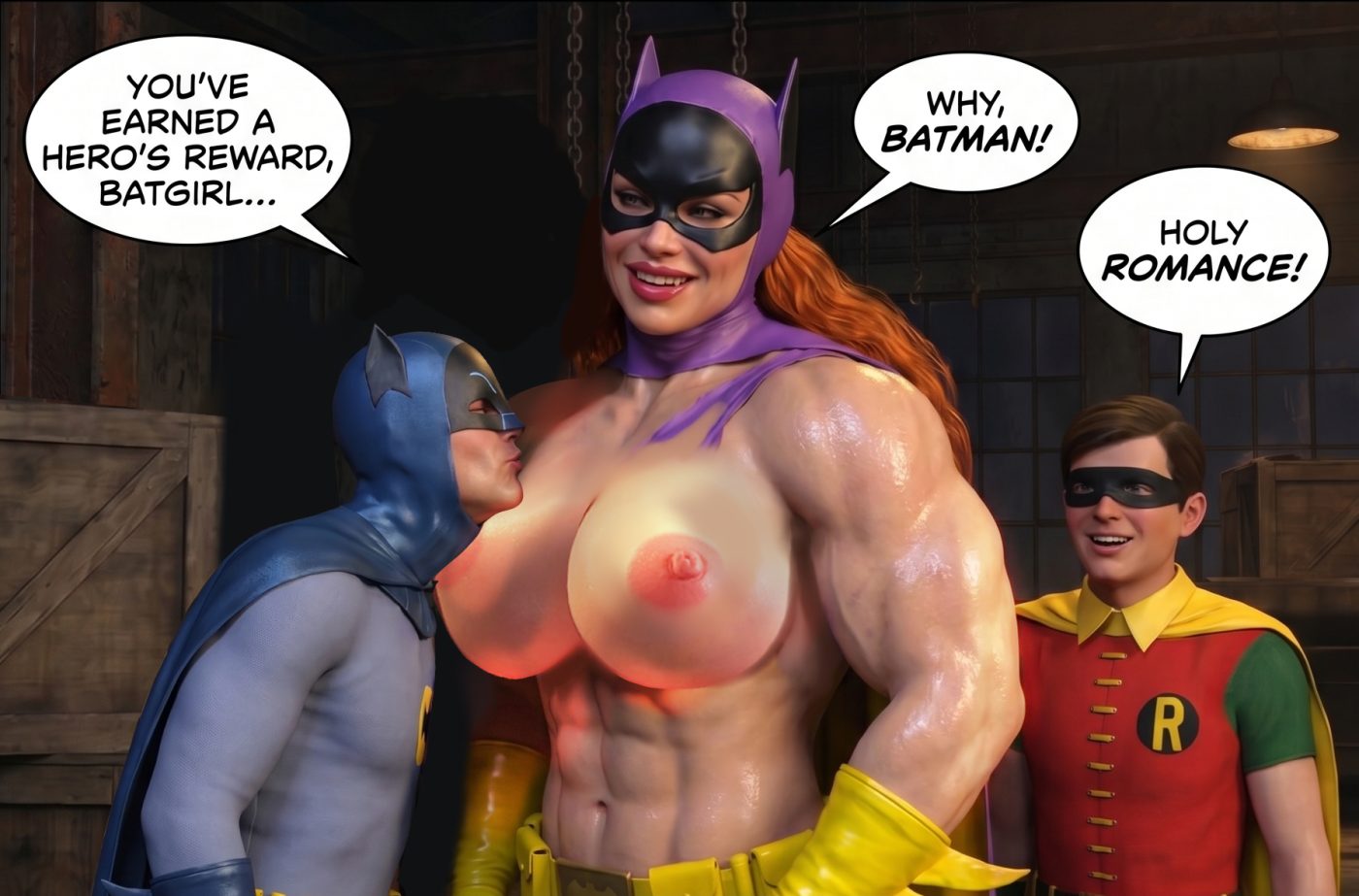 Batman '66 Part 1- Mobile Version, page 50 — AI female muscle growth comic