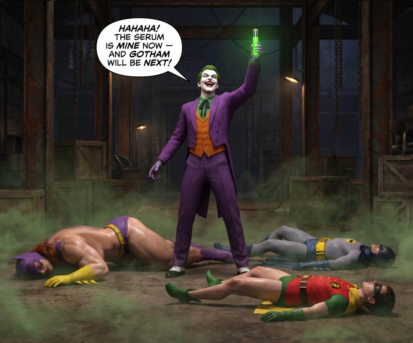 Batman '66 Part 1- Mobile Version, page 54 — AI female muscle growth comic