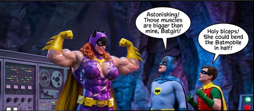 Batman '66 Part 2 - Desktop Version (Panels), page 7 — AI female muscle growth comic