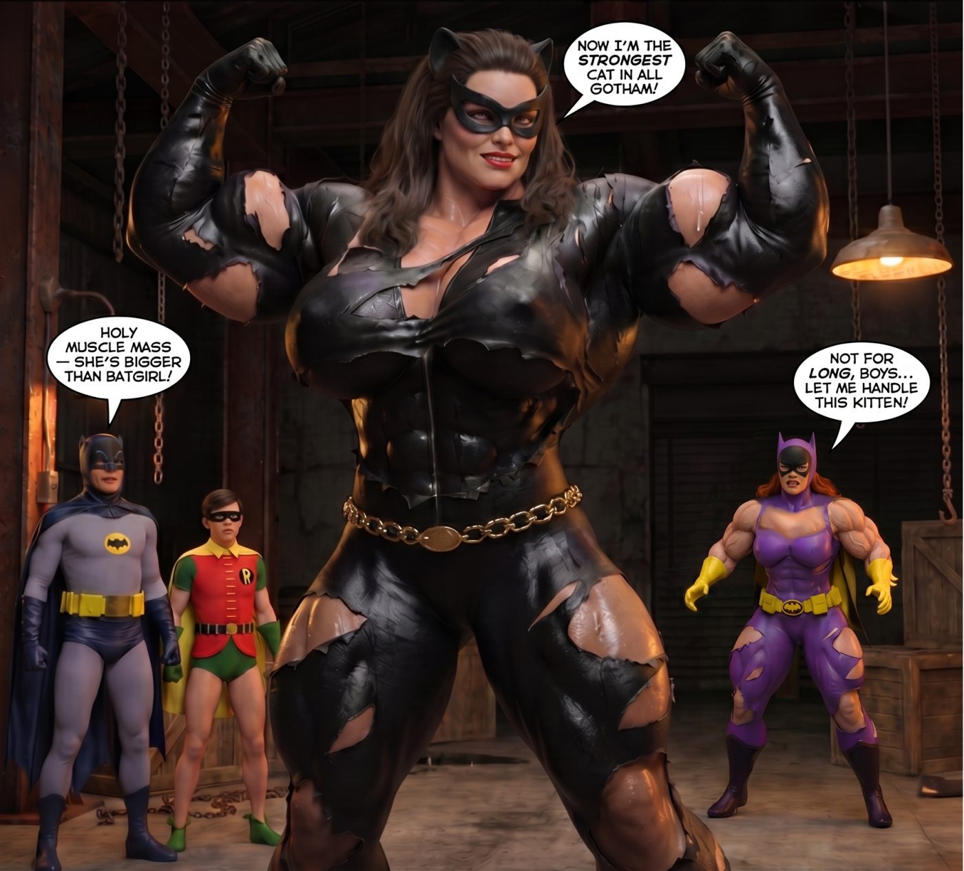 Batman '66 Part 2 - Desktop Version (Panels), page 20 — AI female muscle growth comic