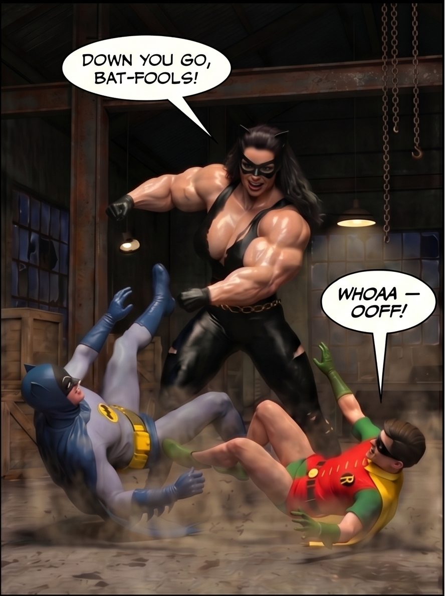Batman '66 Part 2 - Desktop Version (Panels), page 33 — AI female muscle growth comic