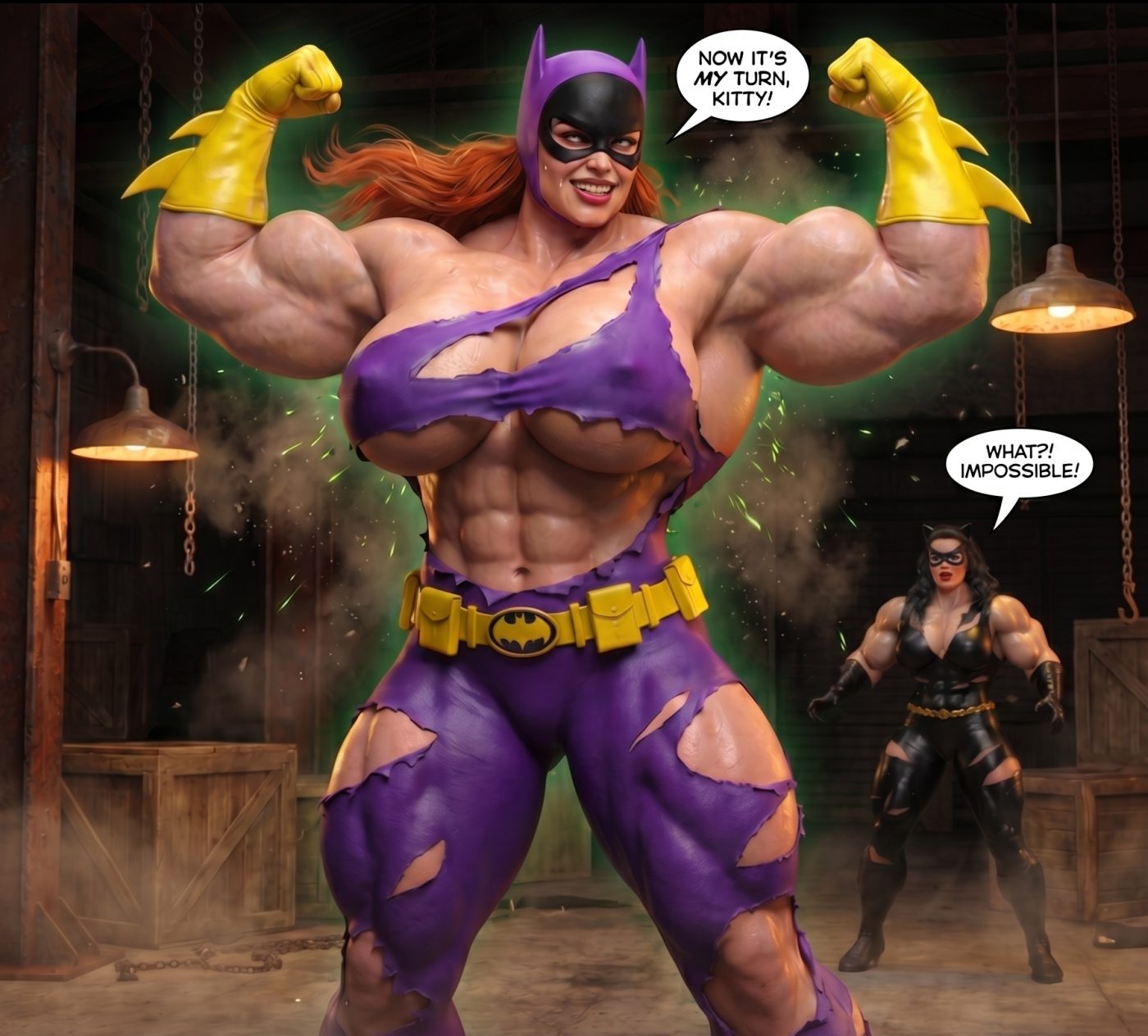 Batman '66 Part 2 - Desktop Version (Panels), page 39 — AI female muscle growth comic