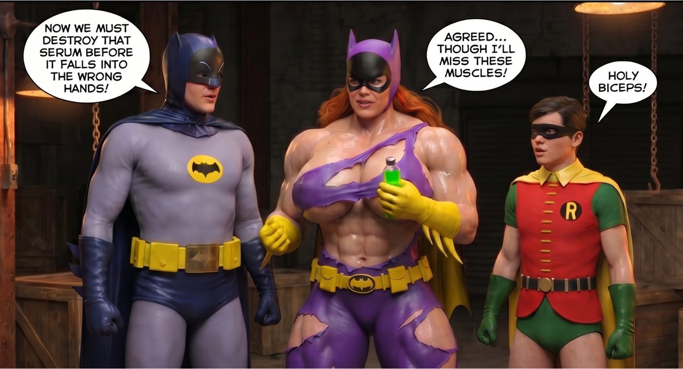 Batman '66 Part 2 - Desktop Version (Panels), page 47 — AI female muscle growth comic