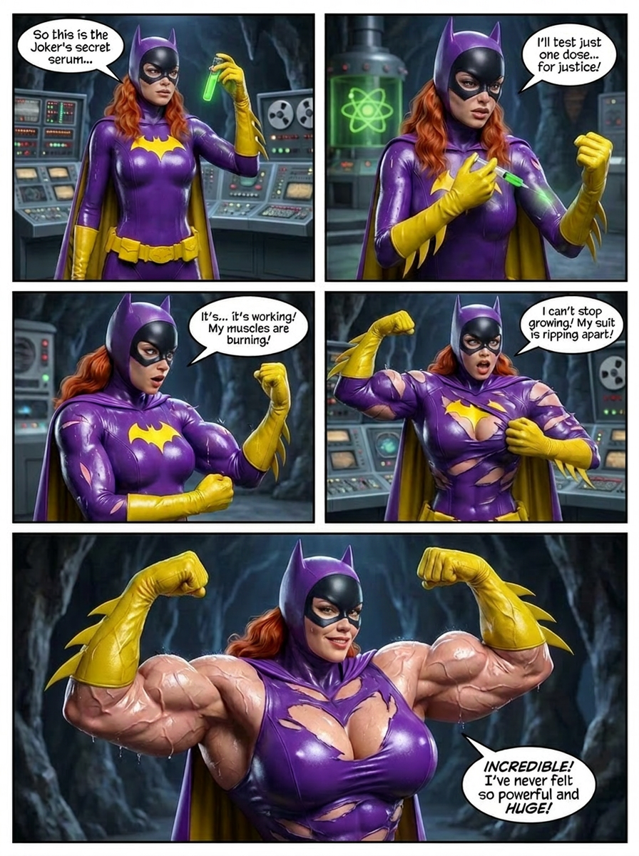 Batman '66 Part 3 - Comic Version, page 2 — AI female muscle growth comic