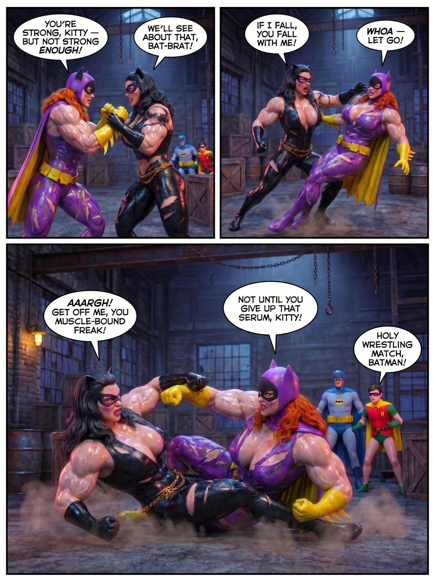 Batman '66 Part 3 - Comic Version, page 9 — AI female muscle growth comic