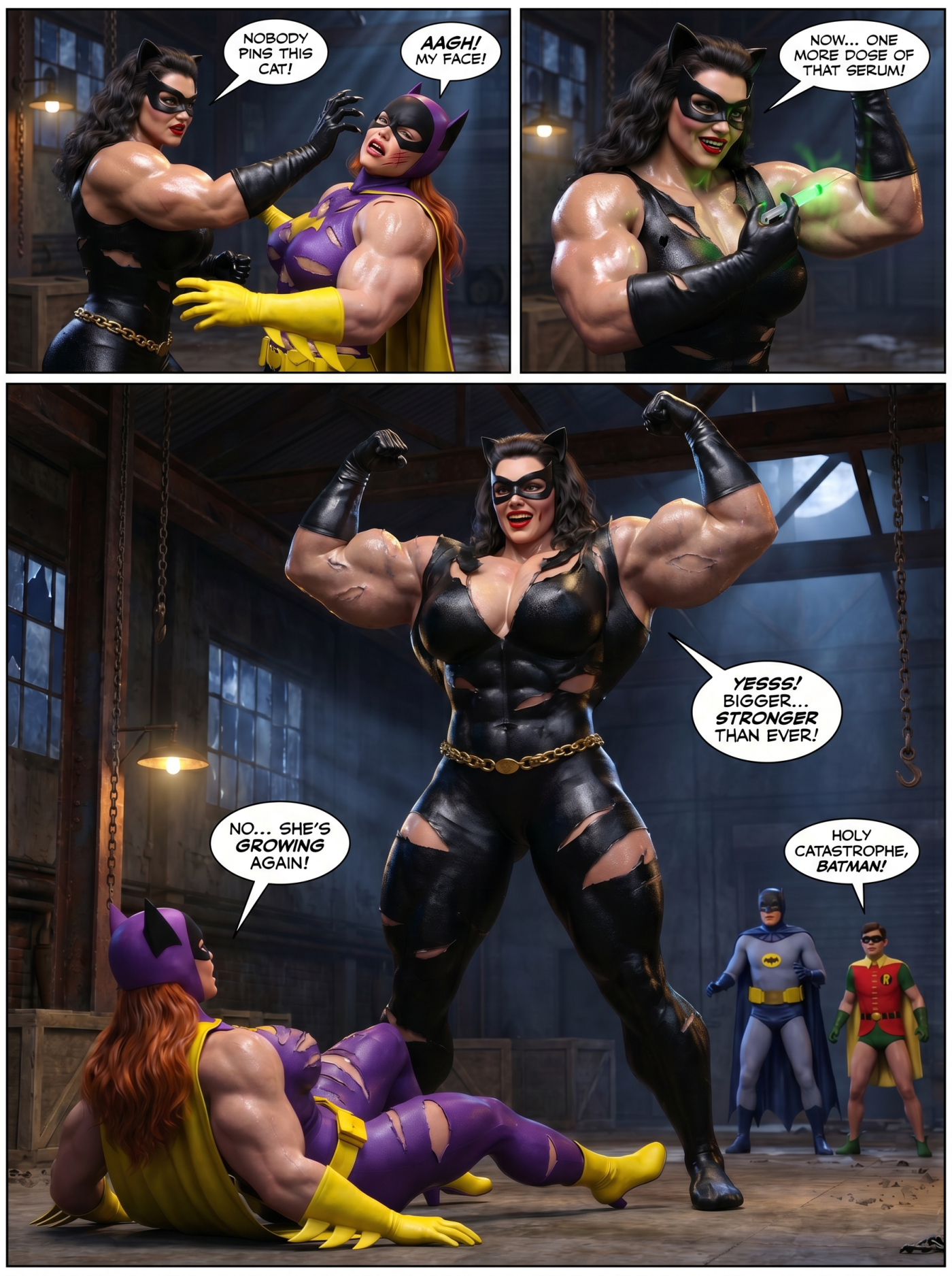 Batman '66 Part 3 - Comic Version, page 11 — AI female muscle growth comic