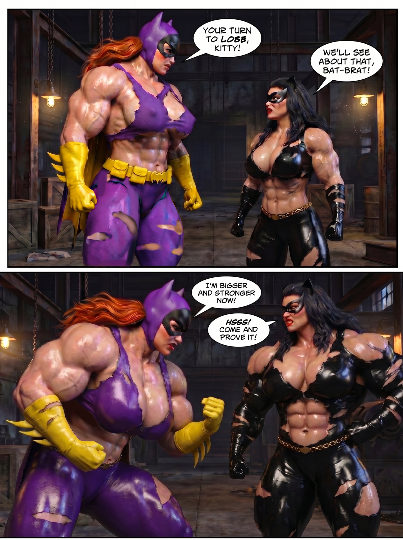 Batman '66 Part 3 - Comic Version, page 15 — AI female muscle growth comic