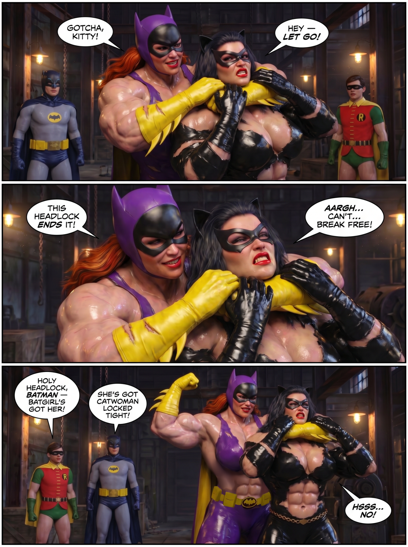 Batman '66 Part 3 - Comic Version, page 16 — AI female muscle growth comic