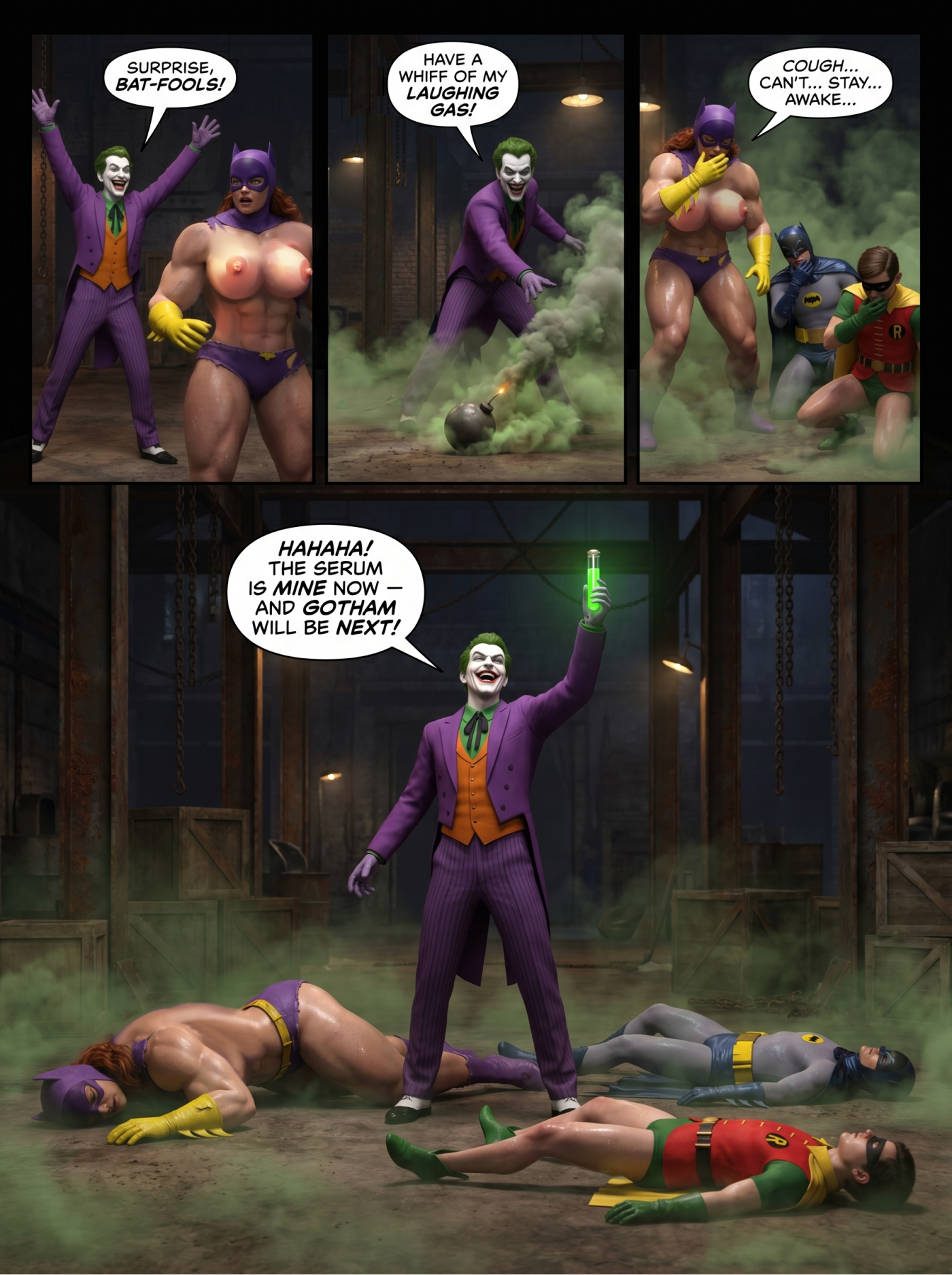 Batman '66 Part 3 - Comic Version, page 20 — AI female muscle growth comic