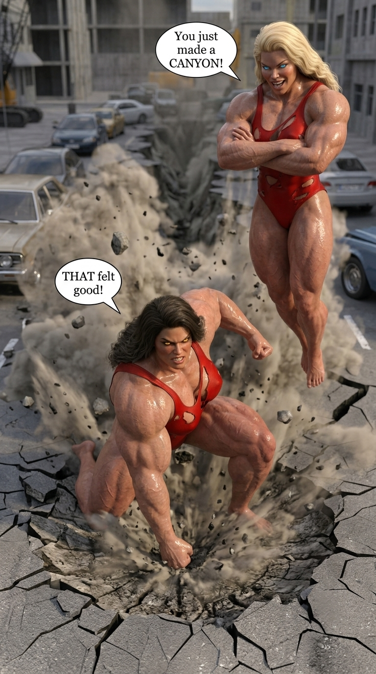 Bay Watched Part 2, page 15 — AI female muscle growth comic