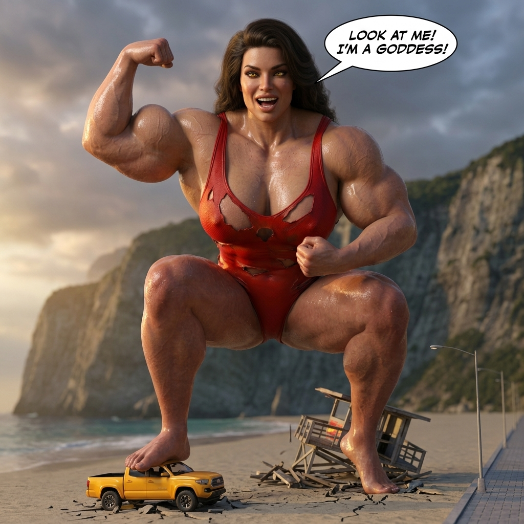 Bay Watched Part 2, page 20 — AI female muscle growth comic