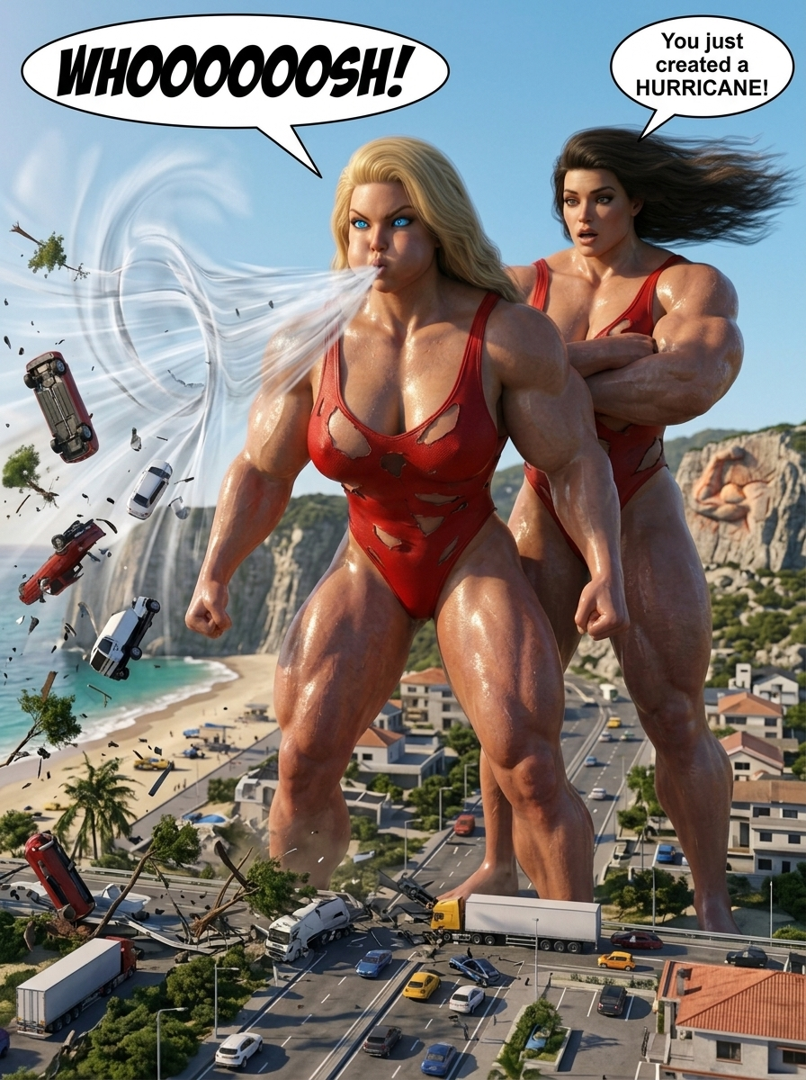 Bay Watched Part 2, page 22 — AI female muscle growth comic