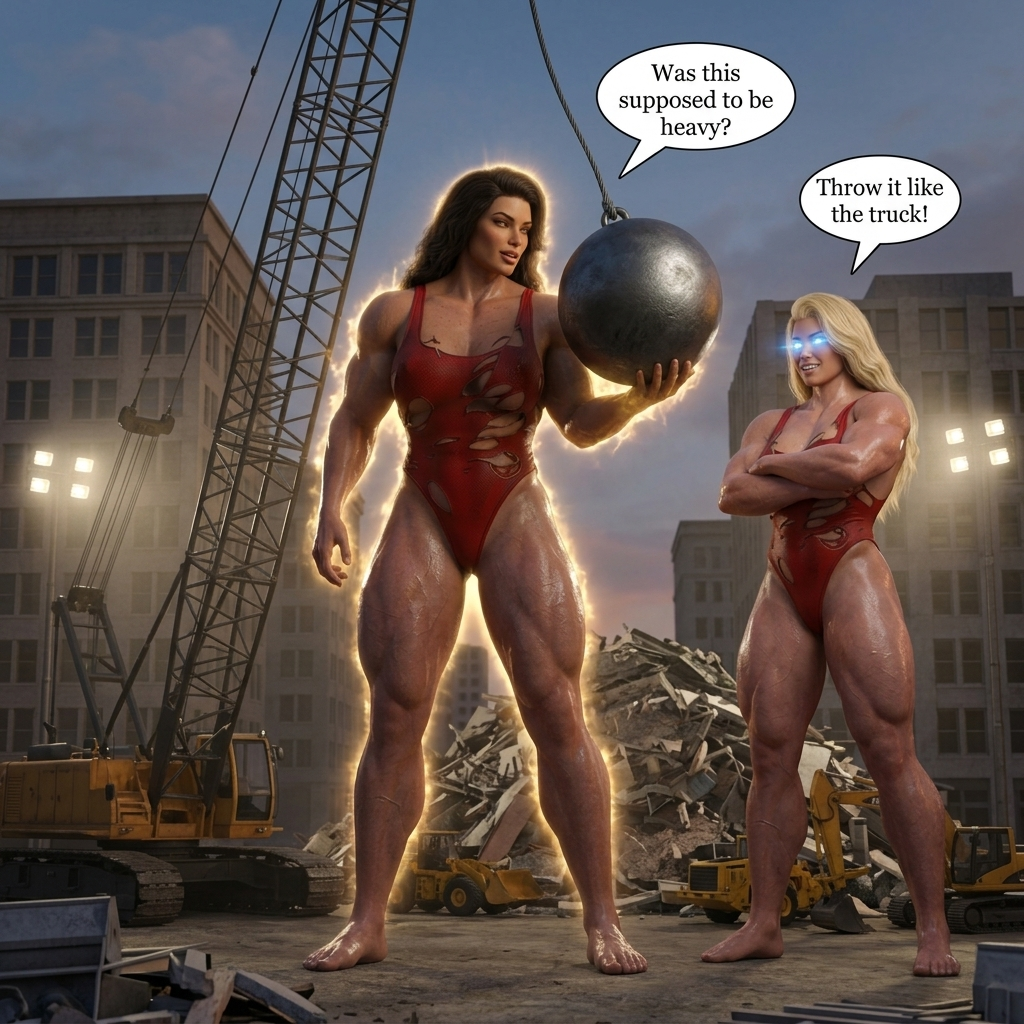 Bay Watched Part 2, page 32 — AI female muscle growth comic
