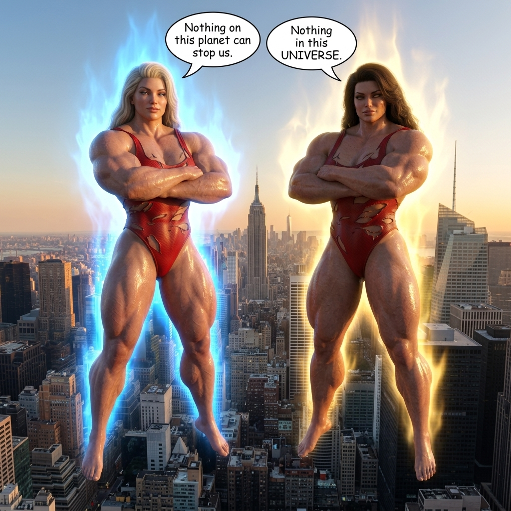 Bay Watched Part 2, page 34 — AI female muscle growth comic