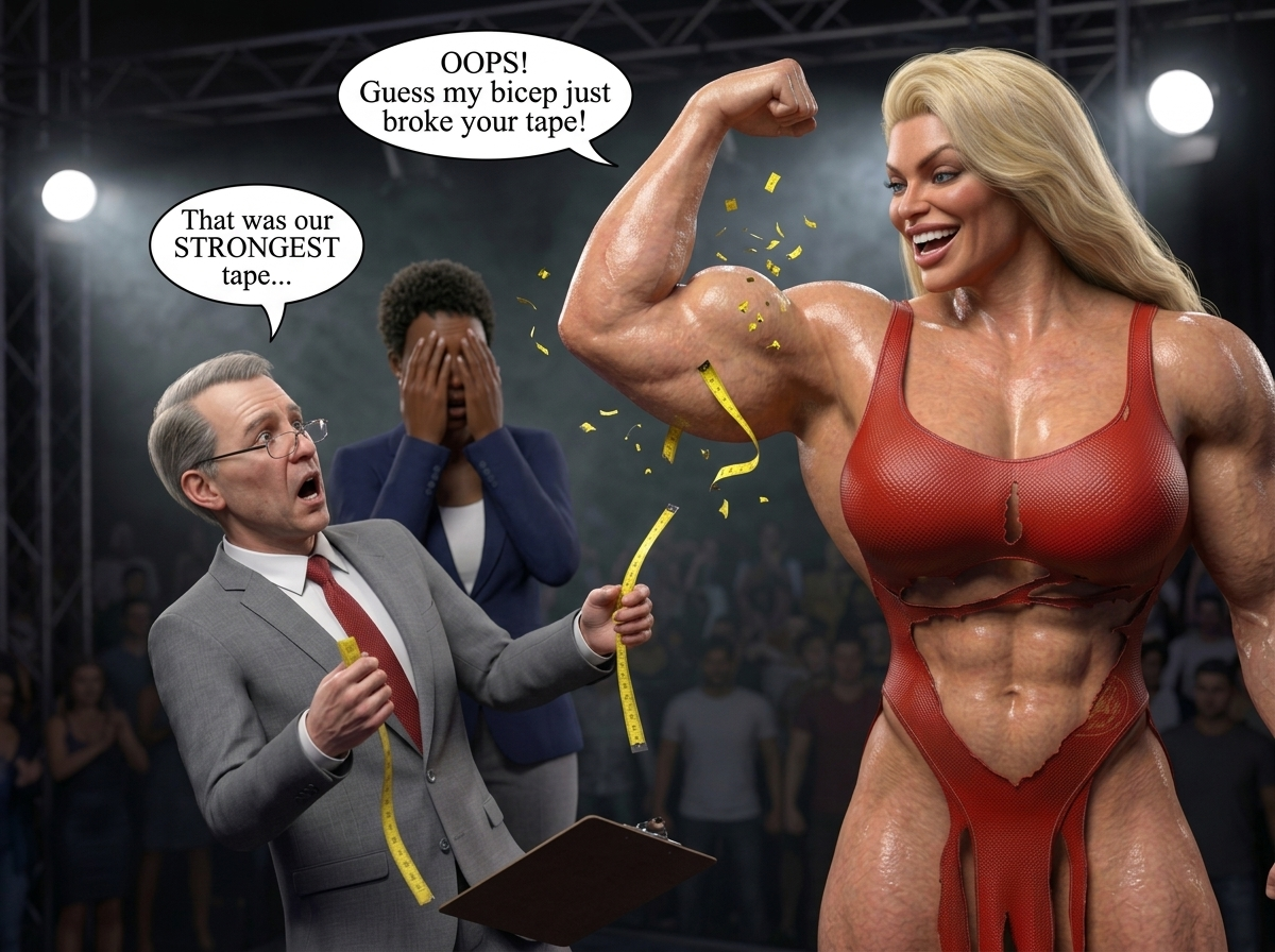 Bay Watched Part 3, page 9 — AI female muscle growth comic