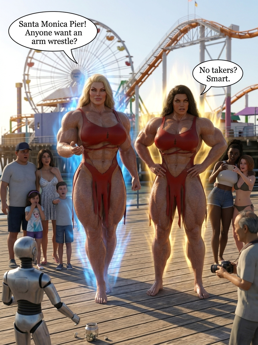 Bay Watched Part 3, page 23 — AI female muscle growth comic