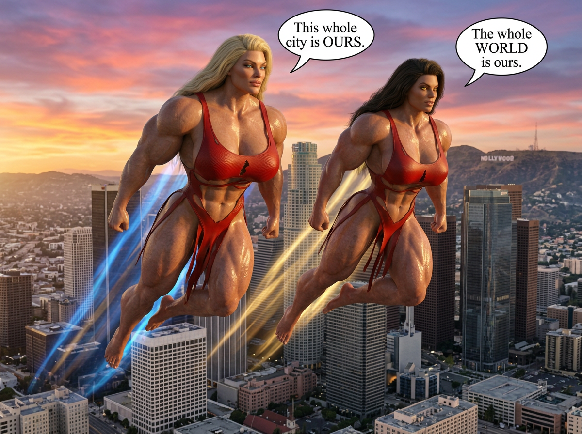 Bay Watched Part 3, page 39 — AI female muscle growth comic