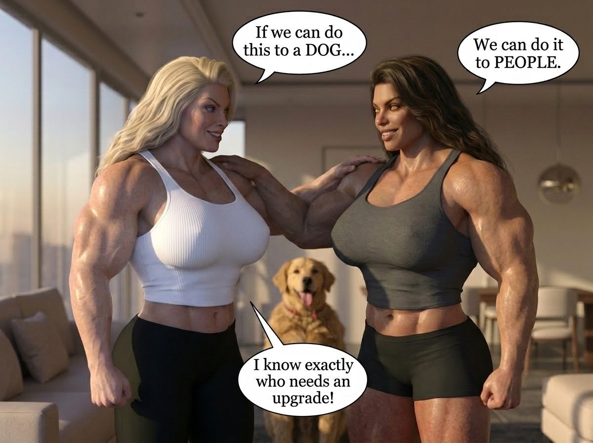 Bay Watched Part 4, page 8 — AI female muscle growth comic