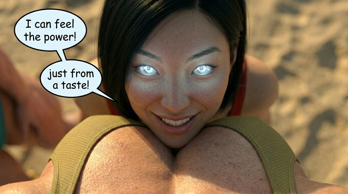 Bay Watched Part 4, page 22 — AI female muscle growth comic
