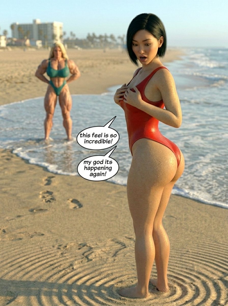 Bay Watched Part 4, page 31 — AI female muscle growth comic