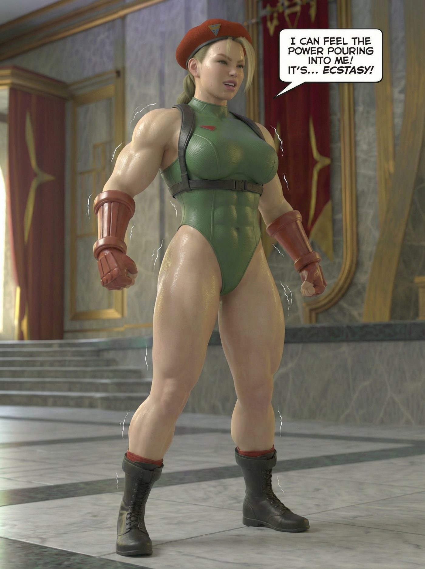 Cammy's Secret Part 1, page 7 — AI female muscle growth comic