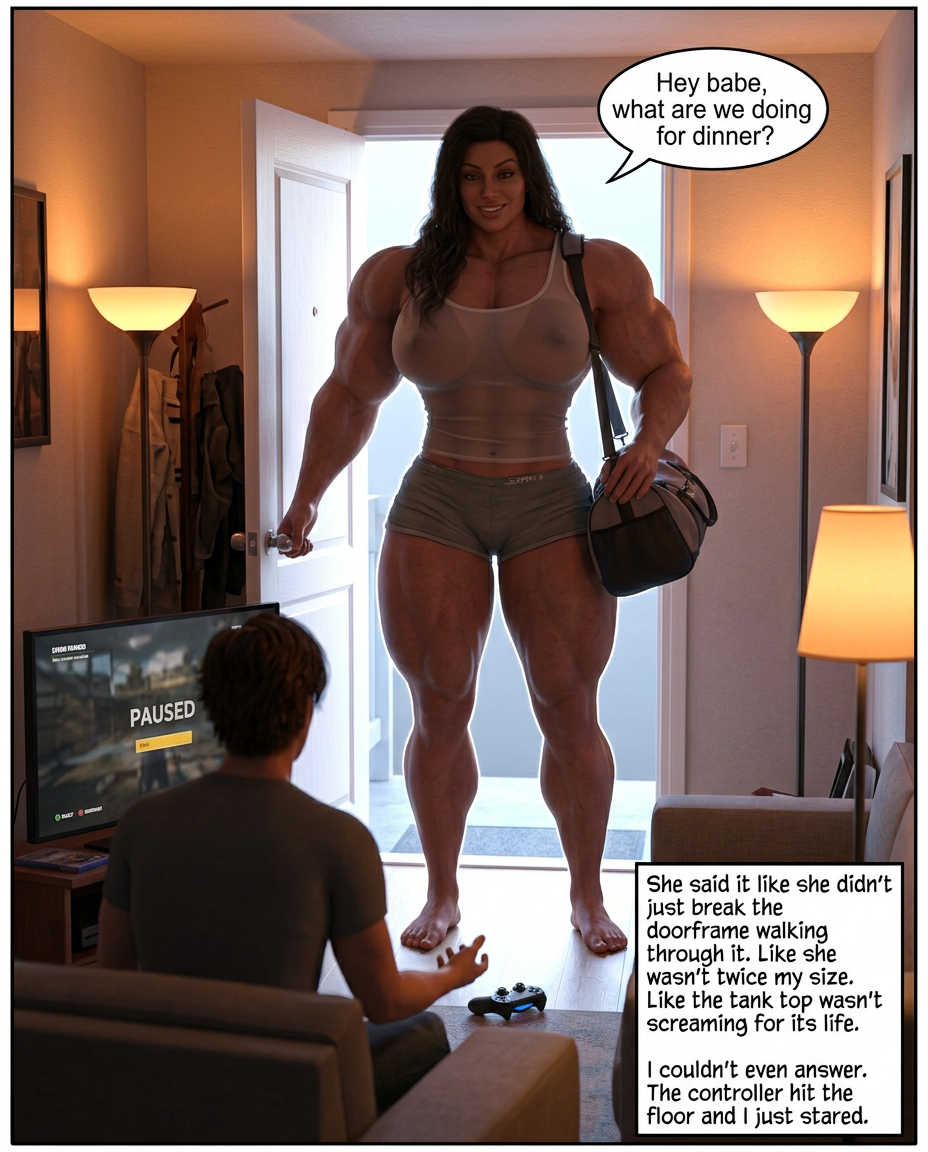 Cheer Squad Part 2, page 7 — AI female muscle growth comic