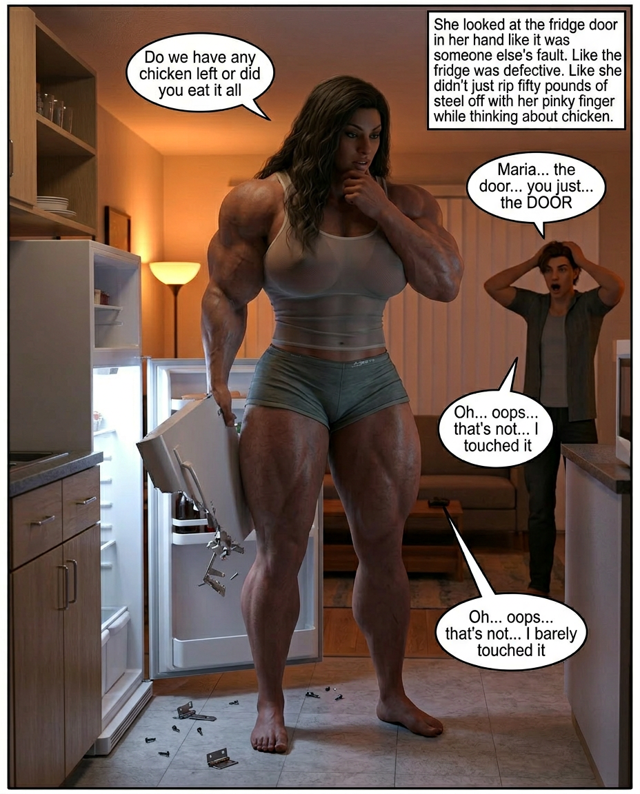 Cheer Squad Part 2, page 8 — AI female muscle growth comic