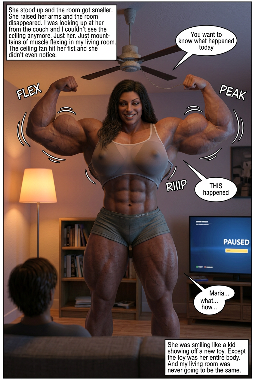 Cheer Squad Part 2, page 11 — AI female muscle growth comic