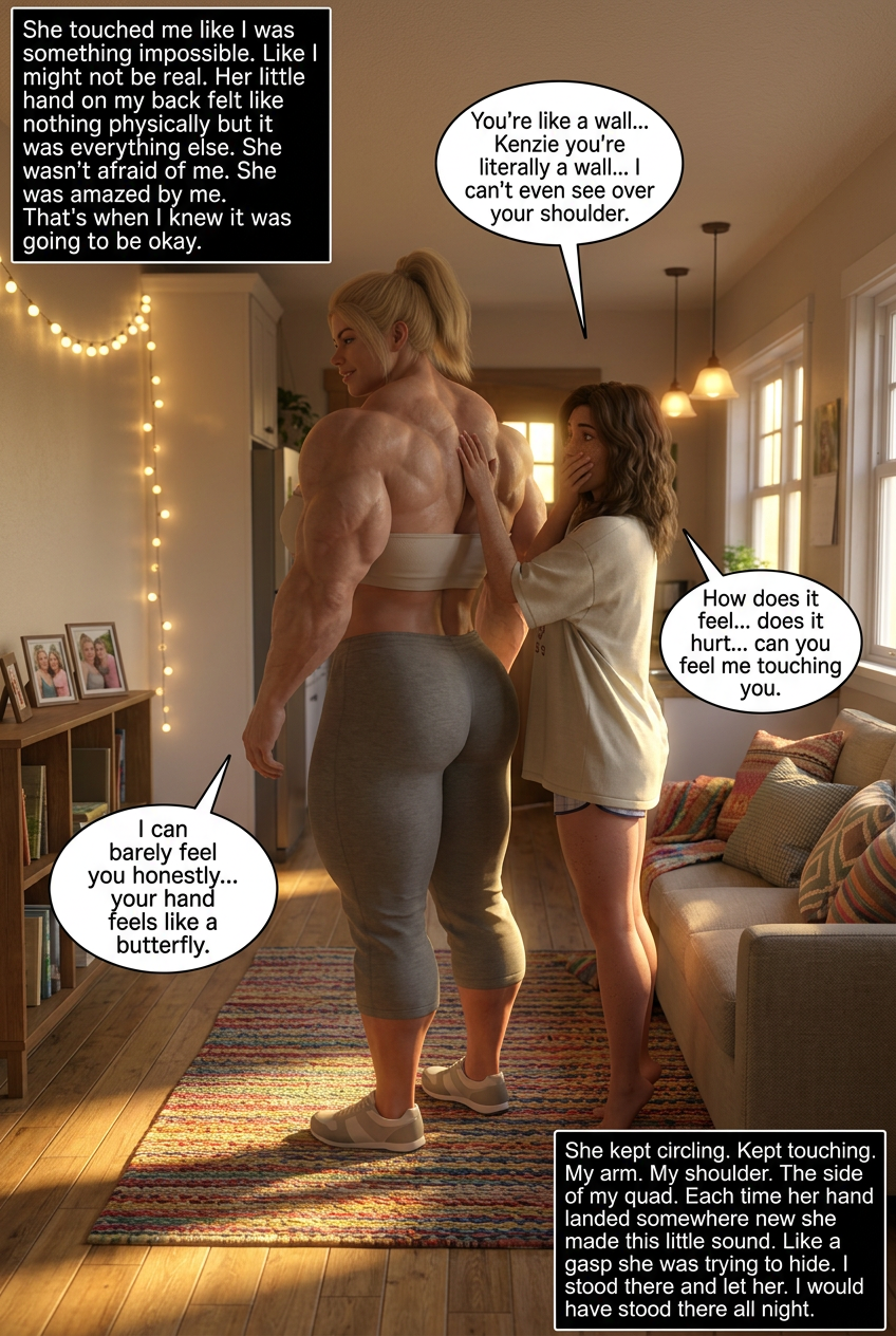 Cheer Squad Part 2, page 13 — AI female muscle growth comic