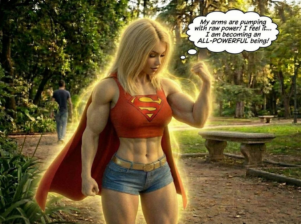Jacked Jill Part 1, page 7 — AI female muscle growth comic