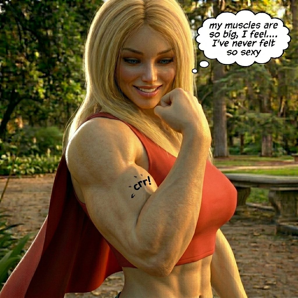 Jacked Jill Part 1, page 10 — AI female muscle growth comic